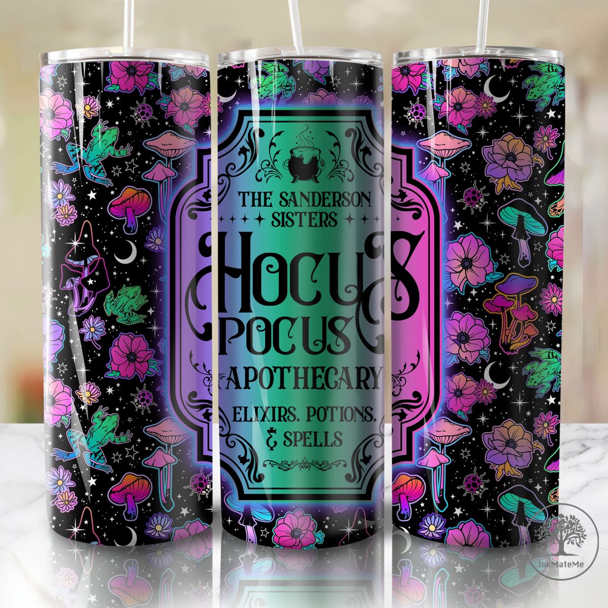 Neon Halloween Witch 20oz Skinny Tumbler Wrap Png, Witches Sisters 20oz Tumbler, Halloween Sisters 20oz Skinny Tumbler, Spooky Vibes