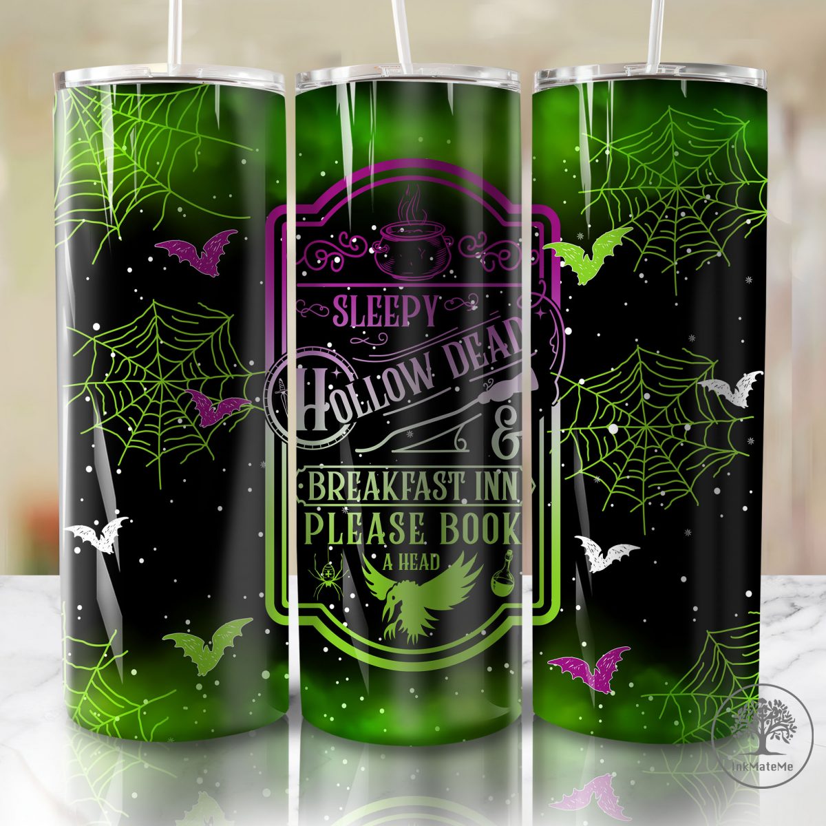 Sleepy Hollow 20oz Skinny Tumbler Wrap Png, Witches Sisters, Treat Or Treat 20oz Tumbler, Spider Web Halloween 20oz Skinny Tumbler, Fall Png