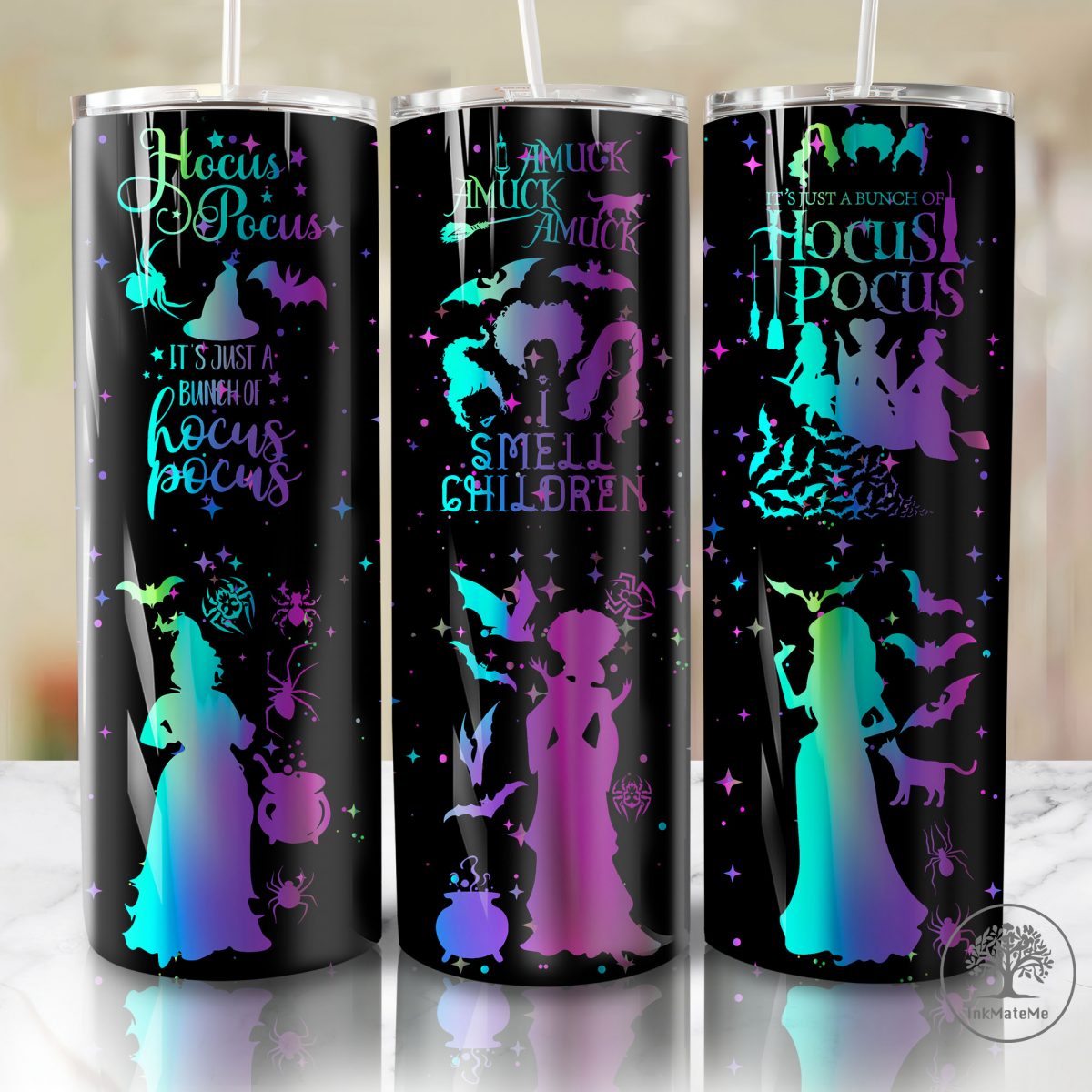 Halloween Witch 20oz Skinny Tumbler Wrap Png, Witches Sisters, Spooky Season 20oz Tumbler,Halloween Sisters 20oz Skinny Tumbler, Witch Squad