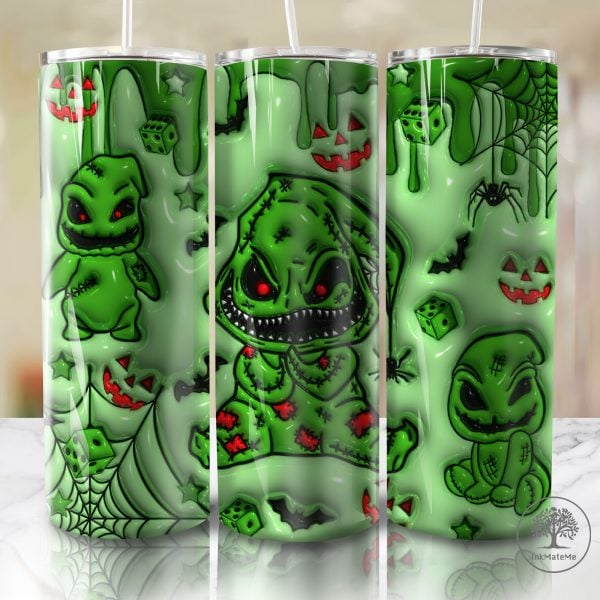 3D Inflated Halloween Horror 20oz Skinny Tumbler Wrap, Coffee Lovers, 90s Horror Movie 20oz Tumbler, Horror Fall Coffee 20oz Skinny Tumbler