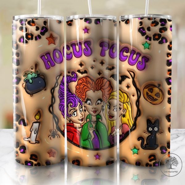 3D Inflated Halloween Witch 20oz Skinny Tumbler Wrap Png, Witches Sisters, Spooky Season 20oz Tumbler,Halloween Sisters 20oz Skinny Tumbler