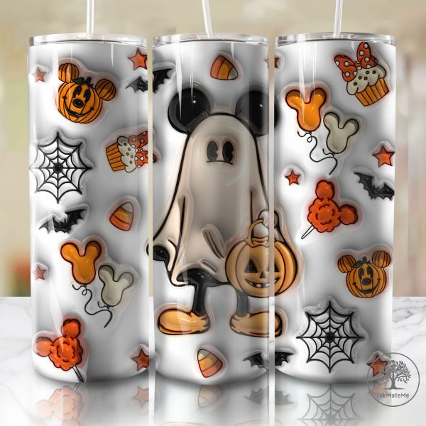 3D Inflated Mouse Ghost 20oz Skinny Tumbler Wrap, Boo Png, Spooky Season, 3D Funny Halloween Tumbler Wrap, Trick Or Treat, Halloween Pumpkin