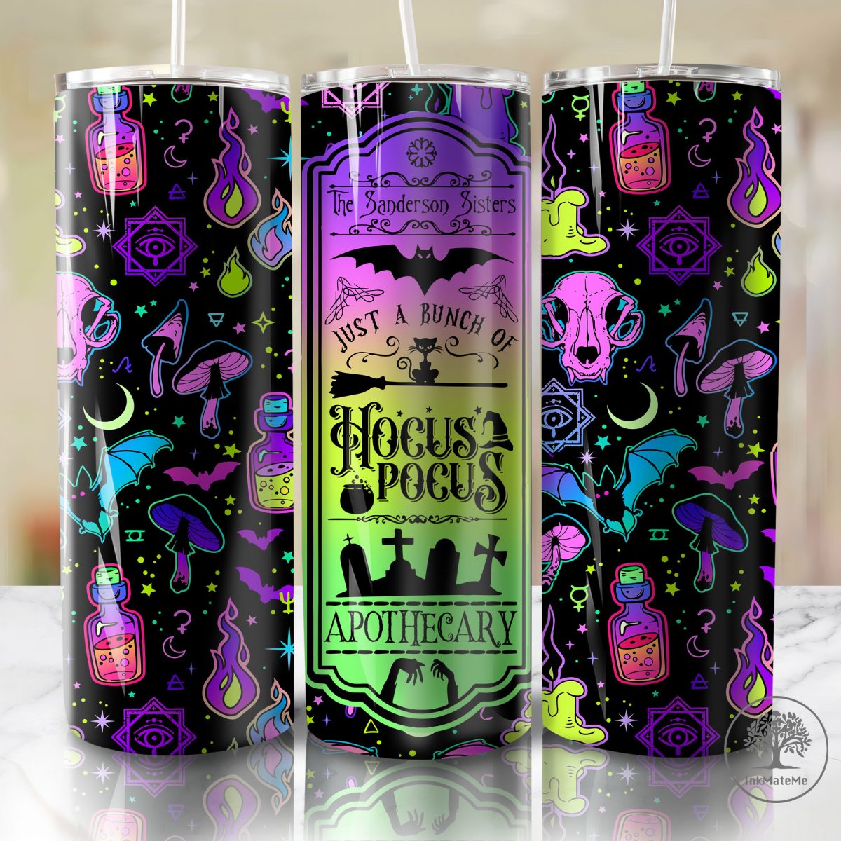 Halloween Witch 20oz Skinny Tumbler Wrap Png, Witches Sisters 20oz Tumbler, Spooky Vibes, Halloween Sisters 20oz Skinny Tumbler, Fall Vibes