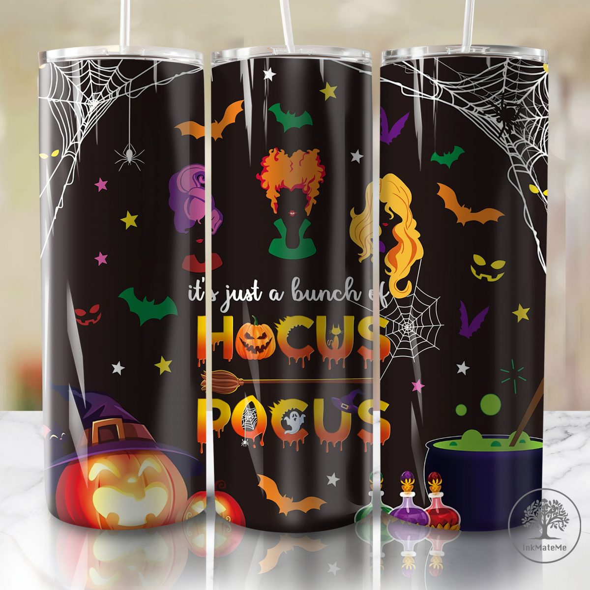 Halloween Witch 20oz Skinny Tumbler Wrap Png, Spooky Season 20oz Tumbler, Witches Sisters, Halloween Sisters 20oz Skinny Tumbler,Pumpkin Png