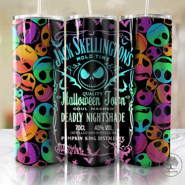 Halloween 20oz Skinny Tumbler Png, Trick Or Treat Png, Small Town, Halloween Skull, Horror Movie 20 oz Tumbler Wrap Png, Horror Characters