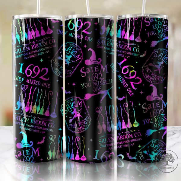 Halloween 20oz Skinny Tumbler Png, Salem Massachusetts Png, Halloween Witch Tumbler Wrap Png, Salem 1692 They Missed One Tumbler 20oz