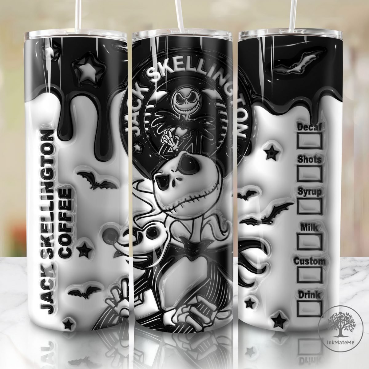 3D Inflated Halloween 20oz Tumbler Png, Trick Or Treat, Horror Fall Coffee Tumbler Wrap Png, Horror Characters,Drink And Coffee,Coffee Lover