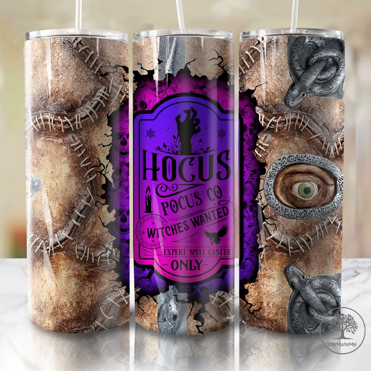 Witches Sisters 20 Oz Skinny Tumbler, Halloween Skeleton 20oz Tumbler Wrap, Trick Or Treat Png, Halloween Witch Png, Fall Png