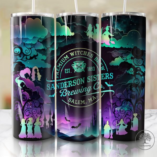 Witches Sisters 20 Oz Skinny Tumbler, Trick Or Treat Png, Halloween Witch Png, Witch Squad 20oz Tumbler Wrap Png, Spooky Vibes Png