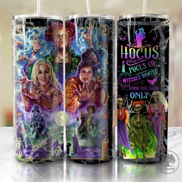 Witches Sisters 20 Oz Skinny Tumbler, Trick Or Treat Png, Halloween Witch Png, Fall Png, Halloween Skeleton 20oz Tumbler Wrap Png