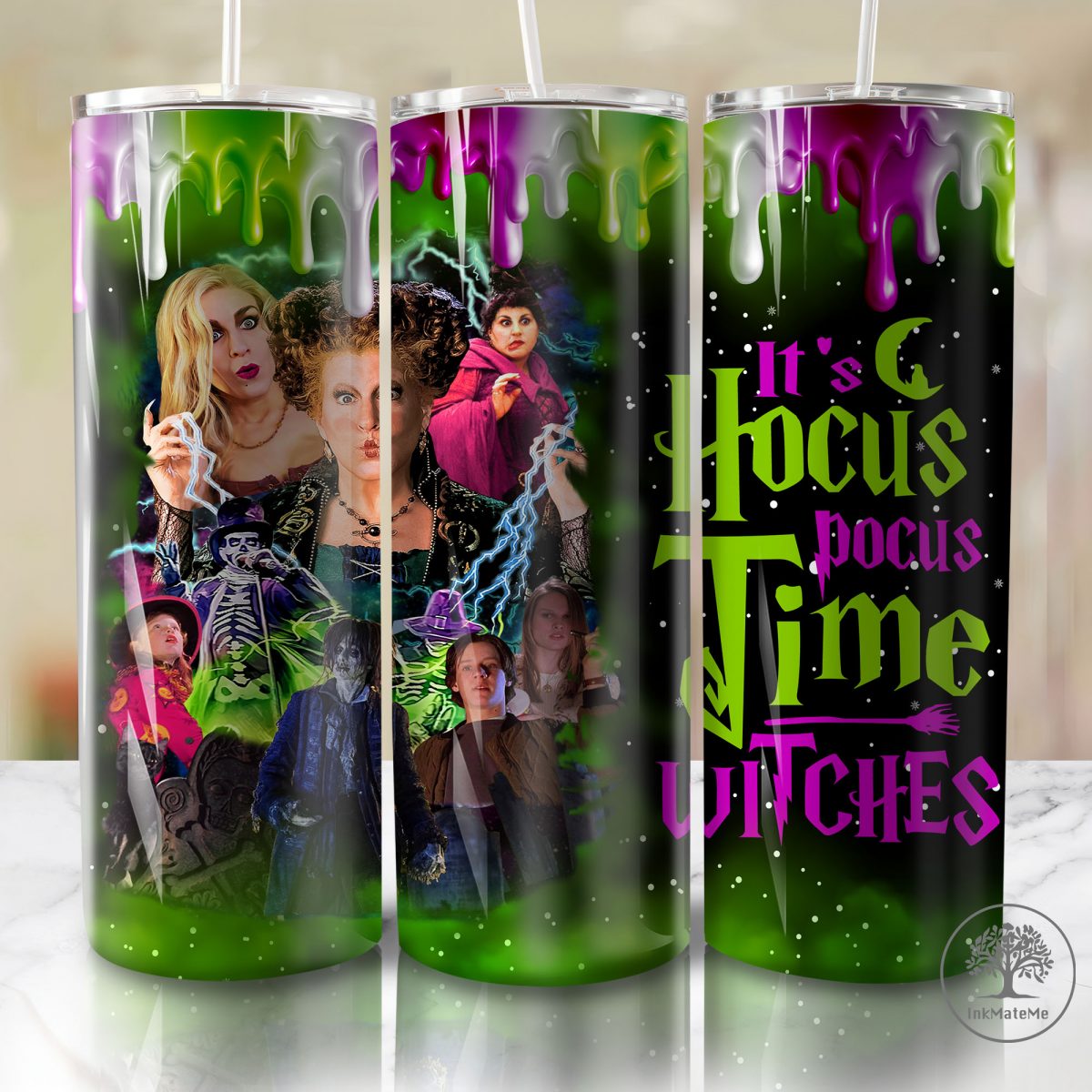 Halloween Witch 20oz Skinny Tumbler Wrap Png, Witches Sisters, Spooky Season 20oz Tumbler,Halloween Sisters 20oz Skinny Tumbler, Fall Png