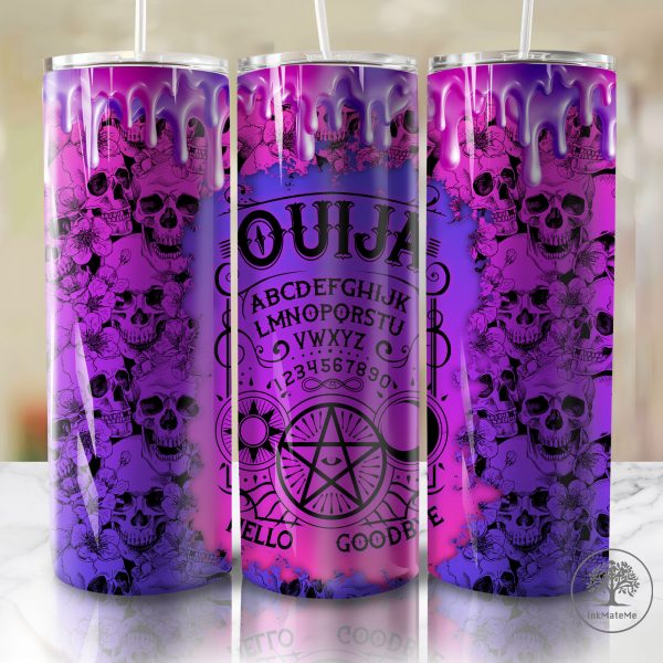 Halloween Season 20oz Skinny Tumbler, Funny Halloween Png, Spooky Vibes 20oz Skinny Tumbler Wrap, Skull Halloween Png, Trick Or Treat