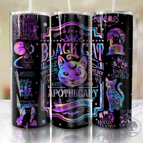 Halloween Black Cat 20oz Skinny Tumbler Wrap Png, Spooky Season 20oz Tumbler, Halloween Sisters 20oz Skinny Tumbler, Mystical Brew 20oz Png