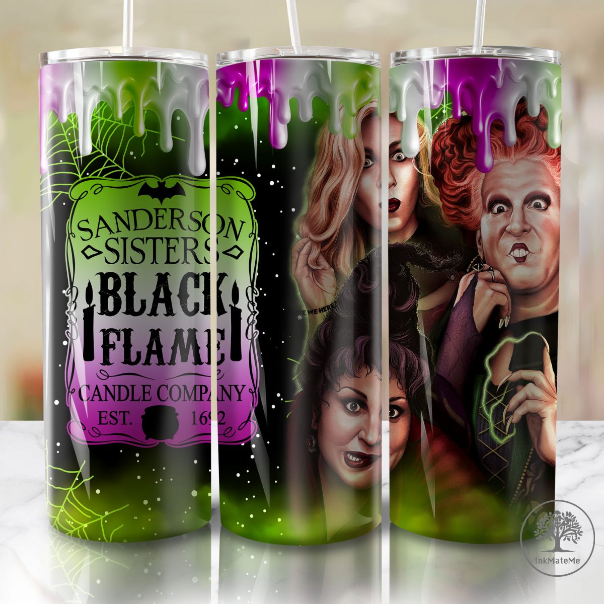 Witches Sisters 20 Oz Skinny Tumbler, Trick Or Treat Png, Halloween Skeleton 20oz Tumbler Wrap, Halloween Witch Png, Spooky Vibes Png