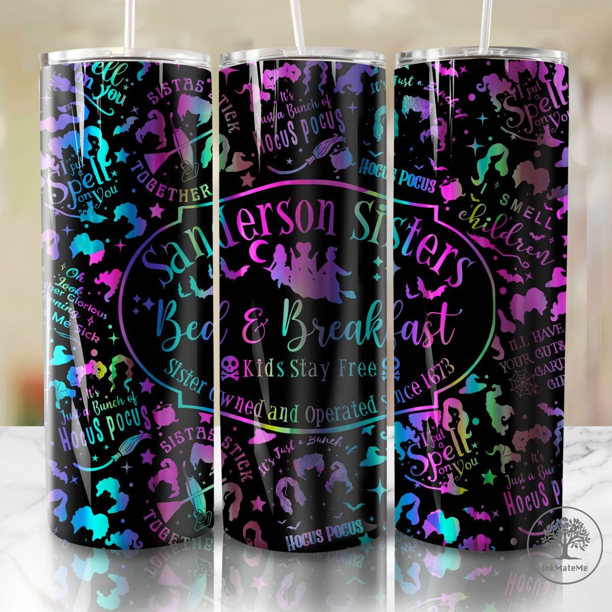 Halloween 40oz Quencher Tumbler Wrap Png, 40oz Tumbler Design, Spooky Season, Witches Sisters 40 oz Tumbler Png, Tumbler Sublimation File