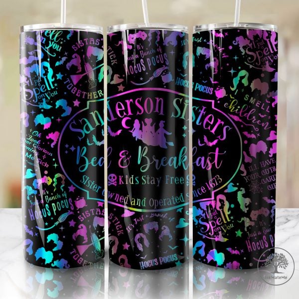 Halloween 40oz Quencher Tumbler Wrap Png, 40oz Tumbler Design, Spooky Season, Witches Sisters 40 oz Tumbler Png, Tumbler Sublimation File