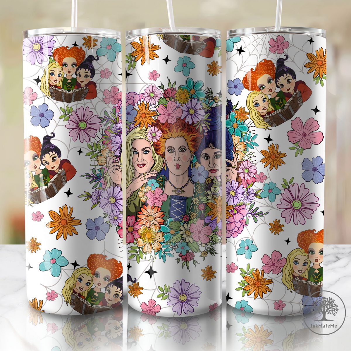 Halloween Witch 20oz Skinny Tumbler Wrap Png, Witches Sisters, Halloween Sisters 20oz Skinny Tumbler,Spooky Season 20oz Tumbler, Witch Squad