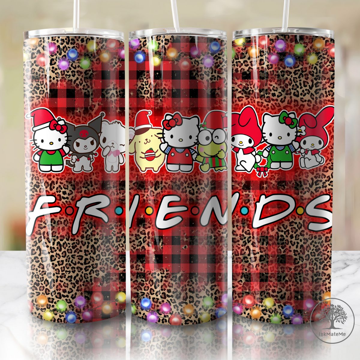 3D Inflated Pink Christmas Tumbler Wrap Png, Cat Png, Christmas Movies Png, Cartoon 20 oz Wrap Tumbler, Christmas Ginger Bread 3D