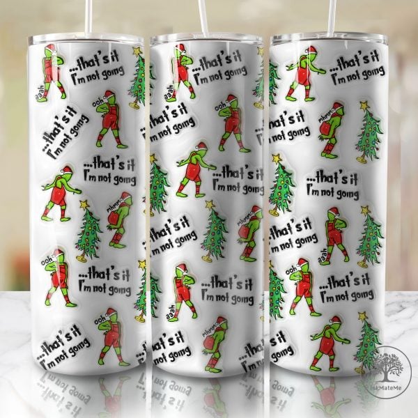 3D Inflated Merry Christmas Tumbler Wrap Png, Xmas Holiday, Santa Hat, Christmas Bauble Puffy Tumbler, Christmas Movies 20oz Skinny Tumbler