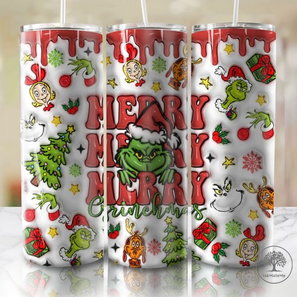 3D Inflated Christmas 20 Oz Skinny Tumbler Png, Santa Claus Png, Funny Christmas Movies Png, Merry Xmas Png, Christmas 20oz Tumbler Wrap