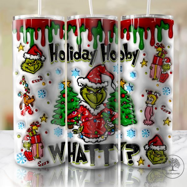 3D Inflated Christmas 20 Oz Skinny Tumbler Png, Santa Claus Png, Merry Xmas Png, Christmas 20oz Tumbler Wrap, Funny Christmas Movies Png