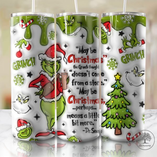 3D Inflated Christmas 20 Oz Skinny Tumbler Png, Santa Claus Png, Christmas 20oz Tumbler Wrap, Funny Christmas Movies Png, Merry Xmas Png