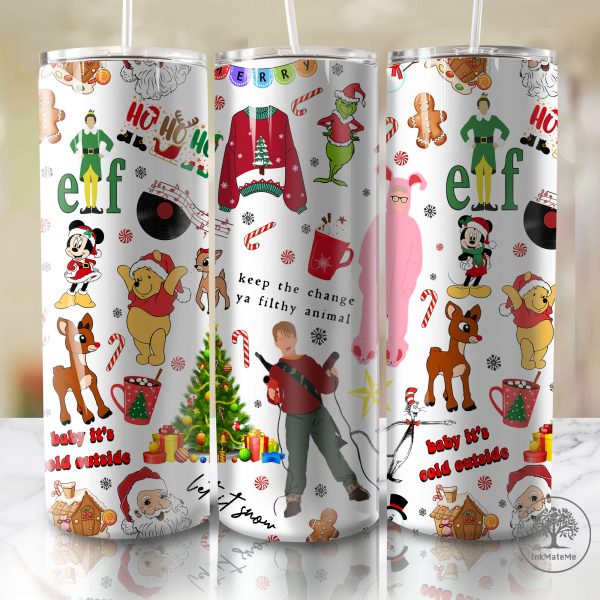 Christmas Movies 20oz Skinny Tumbler Png, Xmas Holiday, Friends Christmas Png, Christmas 20oz Tumbler Wrap, Santa Claus Sublimation Design