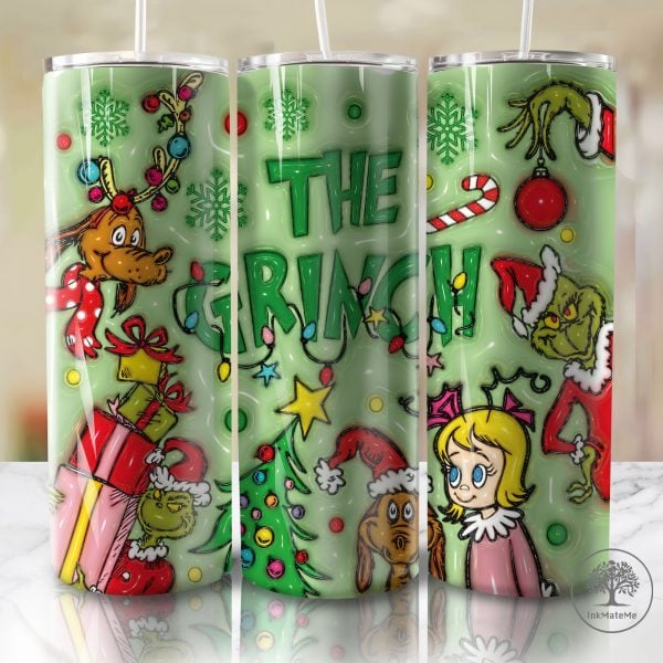 3D Inflated Christmas 20 Oz Skinny Tumbler Png, Santa Claus Png, Funny Christmas Movies Png, Merry Xmas Png, Christmas 20oz Tumbler Wrap