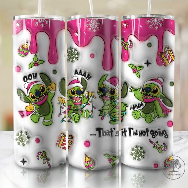 3D Inflated Christmas 20 Oz Skinny Tumbler Png, Santa Hat Png, Pink Xmas Holiday, Christmas Cartoon 20oz Tumbler Wrap, Drip Christmas Png