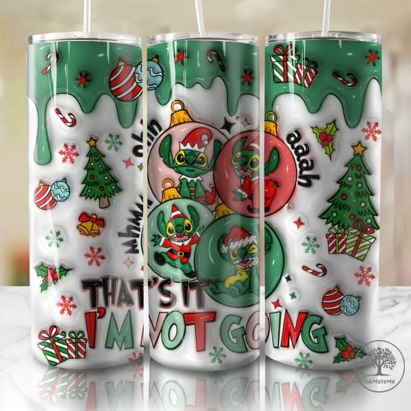 3D Inflated Christmas 20 Oz Skinny Tumbler Png, Santa Hat Png, Xmas Holiday, Drip Christmas Sublimation, Christmas Cartoon 20oz Tumbler Wrap