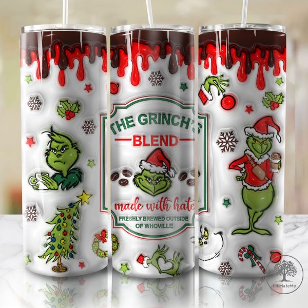 3D Inflated Christmas Movies 20oz Skinny Tumbler Png, 3D Puffy Pink Christmas Tumbler, Xmas Holiday, Santa Hat, Christmas 20oz Tumbler Wrap