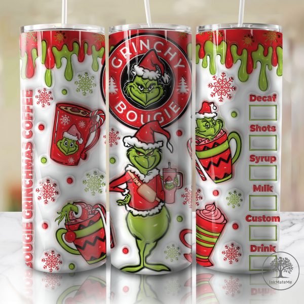 3D Inflated Christmas Movies Tumbler Wrap, Coffee Christmas Puffed Png, Merry Christmas 20oz Skinny Tumbler, Santa Claus Png, Xmas Holiday