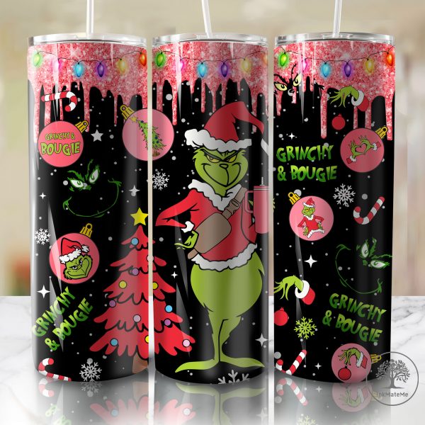 Christmas Movies 20oz Skinny Tumbler, Christmas Faux Sequin, Pink Christmas 20oz Tumbler Wrap, Santa Claus, Xmas Png, Glitter Drip Christmas