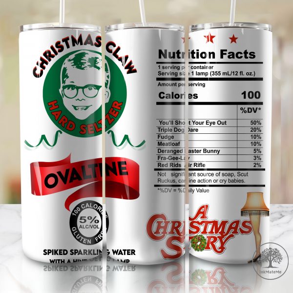 Nutrition Facts 20 oz Skinny Tumbler Png, Family Comedy Png, Christmas Movie Tumbler Wrap Png, Merry Christmas Tumbler Sublimation Design