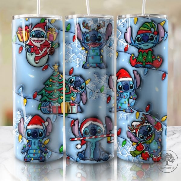 3D Inflated Merry Christmas 20oz Skinny Tumbler Png, 3D Tumbler Wrap, Christmas Vibes, Christmas Cartoon 20oz Tumbler Wrap Png, Xmas Holiday