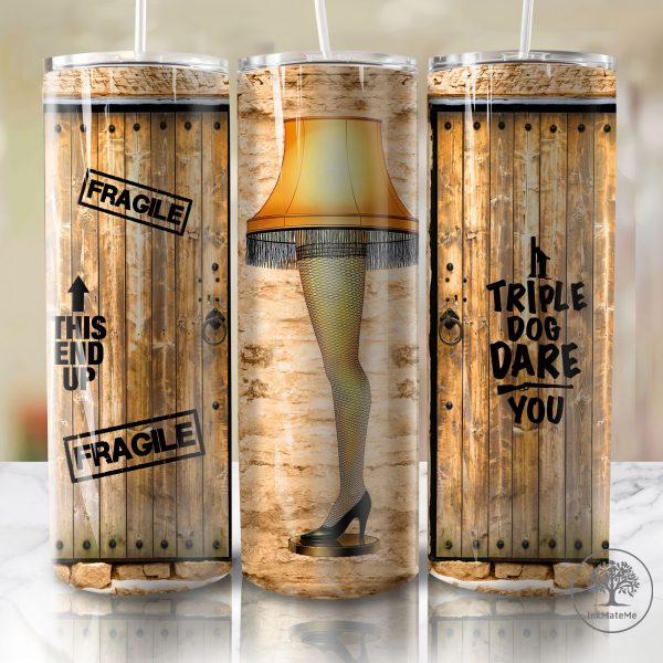 Christmas 20 oz Skinny Tumbler Tumbler, Leg Lamp Png, Family Comedy, Christmas Movie Tumbler Wrap Png, Funny Christmas Tumbler Sublimation