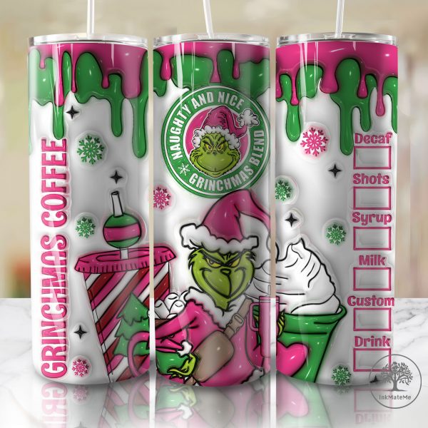 3D Inflated Christmas Movie Tumbler Wrap, Stole Christmas Tumbler, Christmas Pink 20oz Skinny Tumbler, Pink Xmas, Holiday Png, Coffee Lover