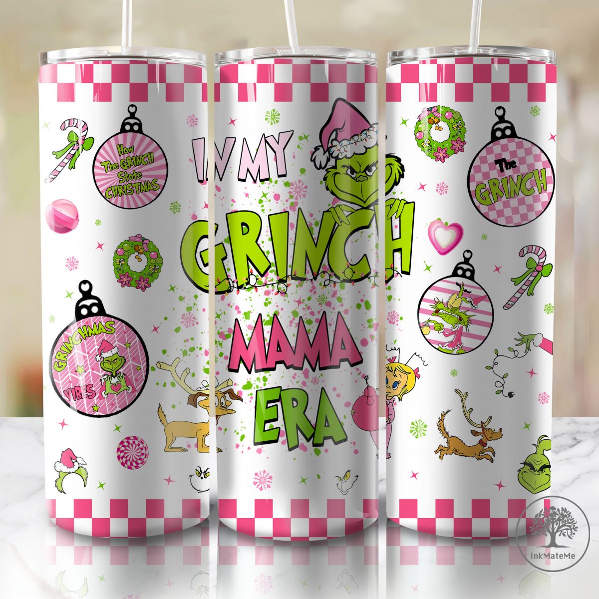 In My Mama Era Png, Pink Christmas 20 Oz Skinny Tumbler Png, Santa Claus Png, Xmas Checked 20oz Tumbler Wrap, Christmas Movies Png