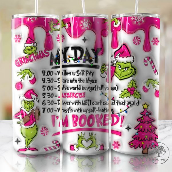 3D Inflated Merry Christmas Tumbler Wrap Png, Xmas Holiday, Santa Hat, Christmas Bauble Puffy Tumbler, Christmas Movies 20oz Skinny Tumbler