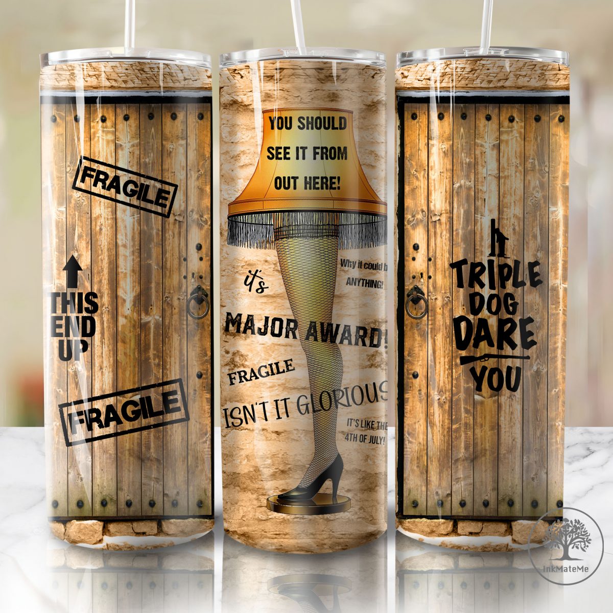 Christmas Movies 20 oz Skinny Tumbler Png, Leg Lamp Png, Merry Christmas Tumbler Wrap Png, Family Comedy,Funny Christmas Tumbler Sublimation