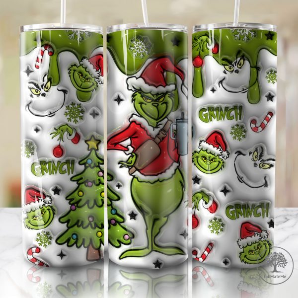 3D Inflated Christmas 20 Oz Skinny Tumbler Png, Santa Claus Png, Christmas 20oz Tumbler Wrap, Christmas Movies Png, Merry Xmas Png