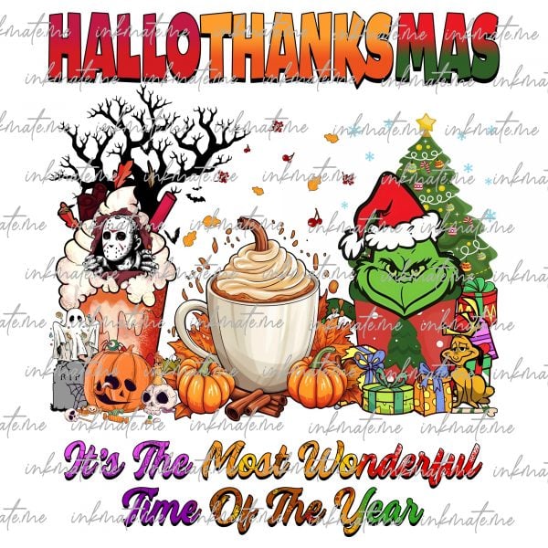 The Most Wonderful Time Of The Year Png, Merry Christmas Png, Hallothanksmas Png, Santa Hat, Xmas Png, Funny Christmas Png,Retro Holiday Png