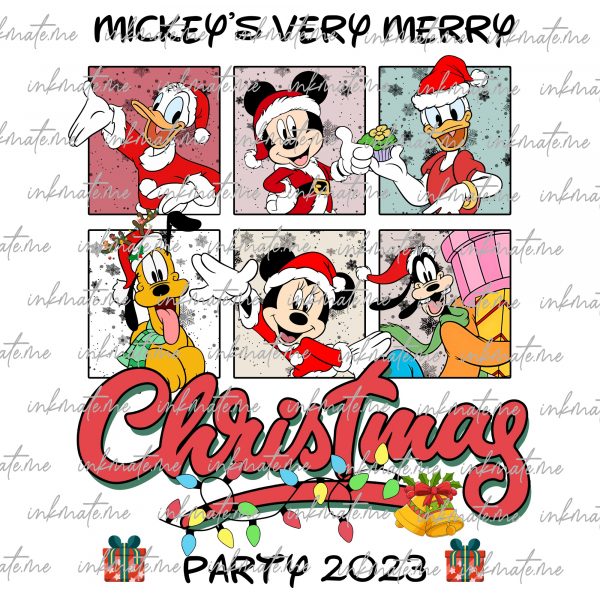 Very Merry Christmas Party 2023 Png, Santa Hat Png, Christmas Vibes, Family Christmas Png, Retro Mouse And Friends Christmas, Holiday Xmas