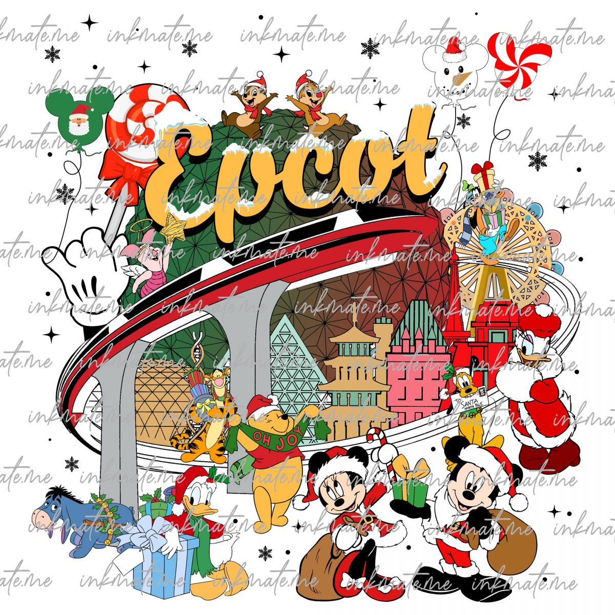 Christmas Epcot Png, Merry Christmas Png, Mouse And Friends Christmas, Family Vacation Christmas, Christmas Vibes, Xmas Png, Santa Hat Png