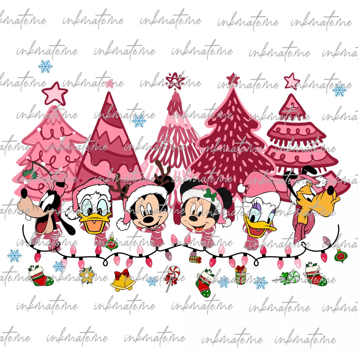 Mouse And Friends Surprise Christmas Png, Pink Christmas Png, Santa Hat Png, Christmas Vibes Png, Family Christmas, Holiday Xmas Png