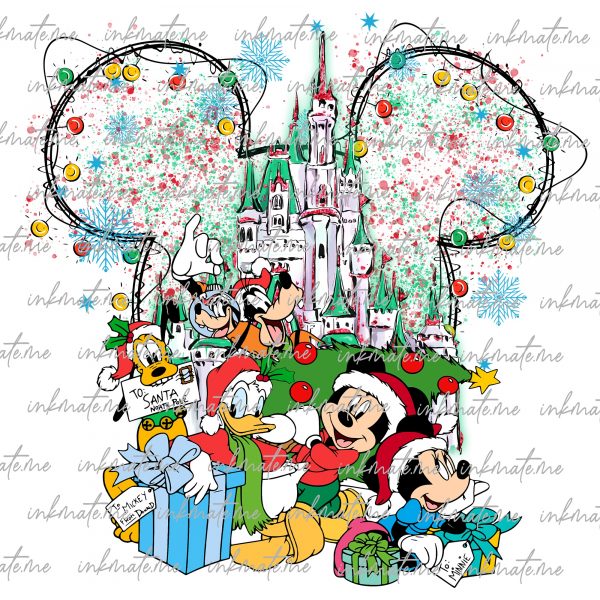 Watercolor Mouse Christmas Png, Magical Kingdom Png, Holiday Png, Merry Christmas Png, Xmas Castle Png, Christmas Vibes, Sublimation File