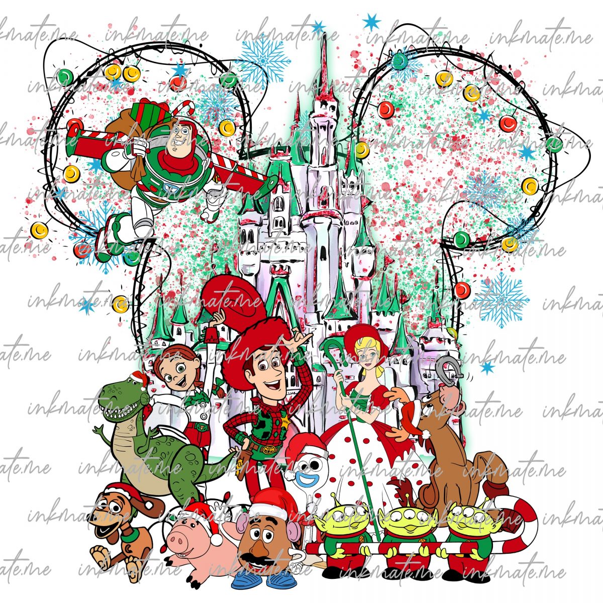 Watercolor Christmas Castle Png, Merry Christmas Png, Family Christmas Png, Family Vacation Christmas, Xmas Holiday Png, Christmas Vibes Png