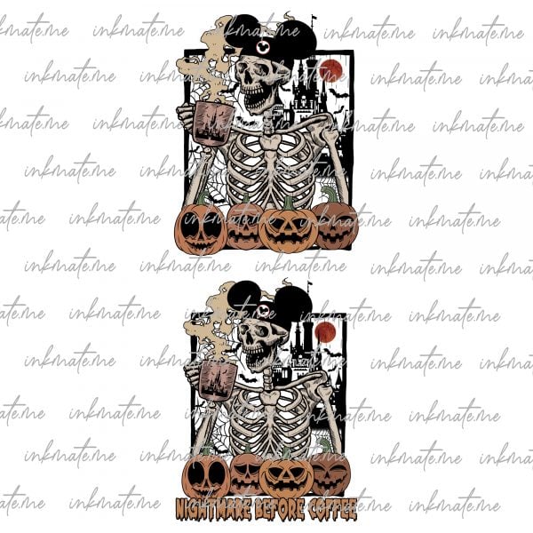 Halloween Skeleton Coffee Png, Vintage Skeleton Png, Spooky Season, Pumpkin Halloween Png, Stay Spooky Png, Trick Or Treat, Mouse Head Png