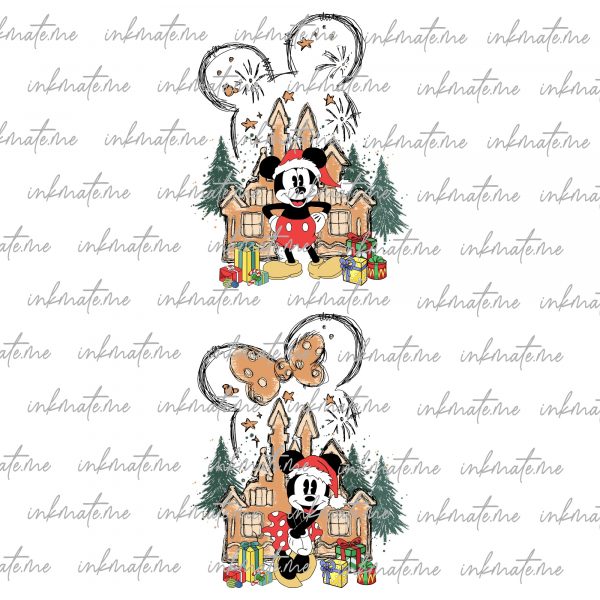 Bundle Mouse Christmas Png, Gingerbread House Png, Merry Christmas Png, Santa Hat, Xmas Holiday Png, Christmas Vibes, Family Christmas Png