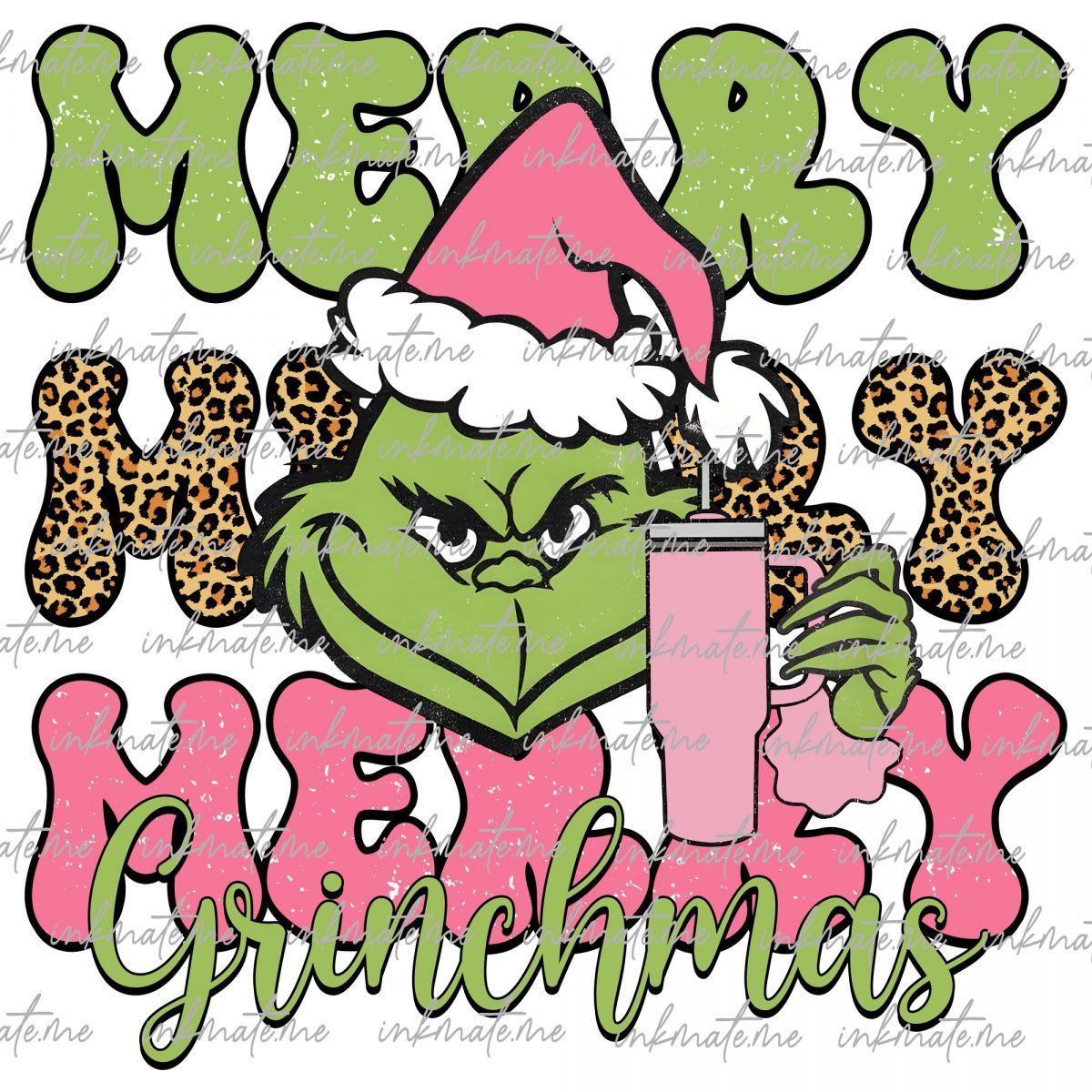 Retro Merry Christmas Png, Christmas Movie Png, Pink Christmas Png, Christmas Stealer, Leopard Christmas Png, Xmas Holiday Png,Santa Hat Png